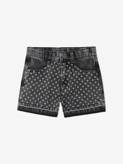 Marc Jacobs Diamanté Daisy Denim Shorts In Black