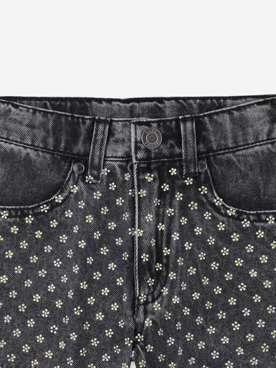 Marc Jacobs Diamanté Daisy Denim Shorts In Black