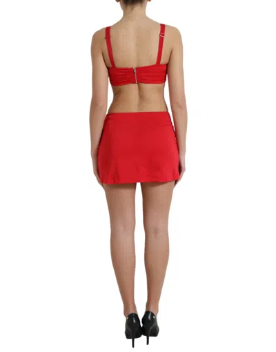 Dolce & Gabbana Red Cutout Nylon Sheath Sleeveless Mini Dress In Red