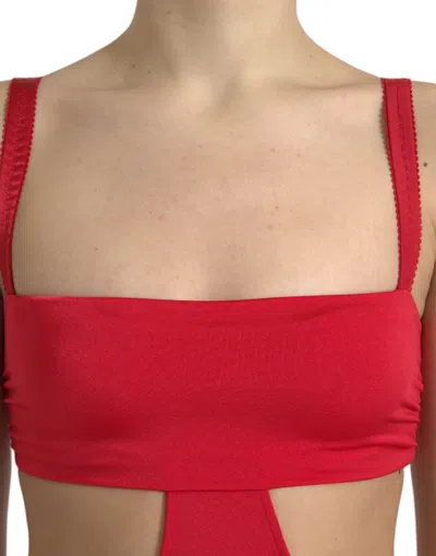 Dolce & Gabbana Red Cutout Nylon Sheath Sleeveless Mini Dress In Red