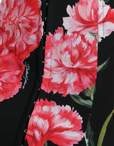 Dolce & Gabbana Black Carnation Pencil Cut Knee Length Skirt In Black