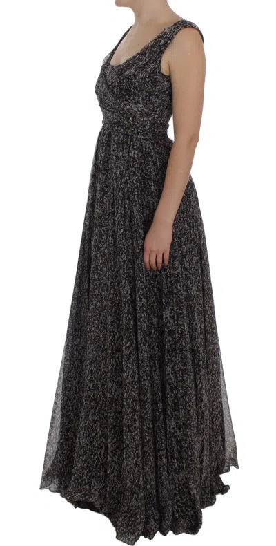 Dolce & Gabbana Dark Silk Shift Gown Full Length Dress In Black