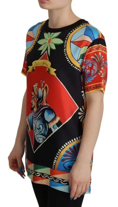 Dolce & Gabbana Short-sleeved Carretto-print Twill T-shirt In Multi