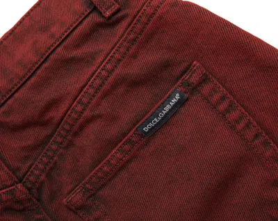 Dolce & Gabbana Red Stretch High Waist Denim Hot Pants Shorts In Red