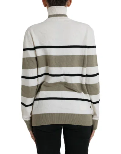 Dolce & Gabbana Multicolor Stripe Wool Logo Pullover Sweater In Green