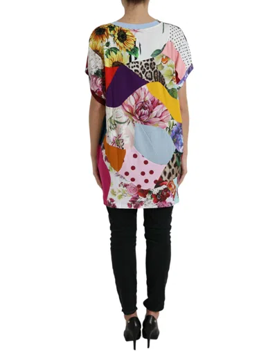 Dolce & Gabbana Multicolor Patchwork Short Sleeve Blouse Top In Multi