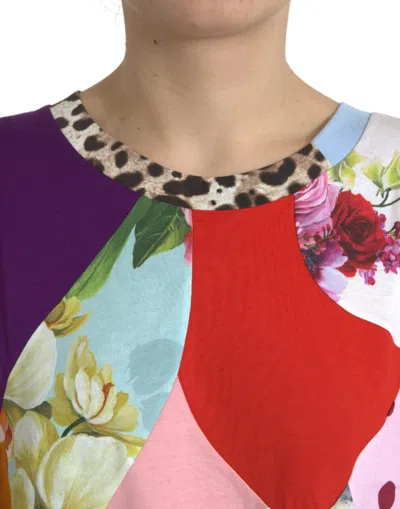 Dolce & Gabbana Multicolor Patchwork Short Sleeve Blouse Top In Multi