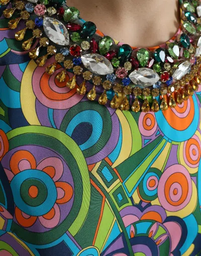 Dolce & Gabbana Multicolor Geometric Silk Mini Dress In Multi