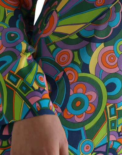 Dolce & Gabbana Multicolor Geometric Silk Mini Dress In Multi