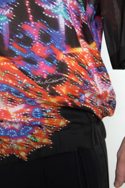 Dolce & Gabbana Multicolor Luminarie Print Cotton T-shirt In Black