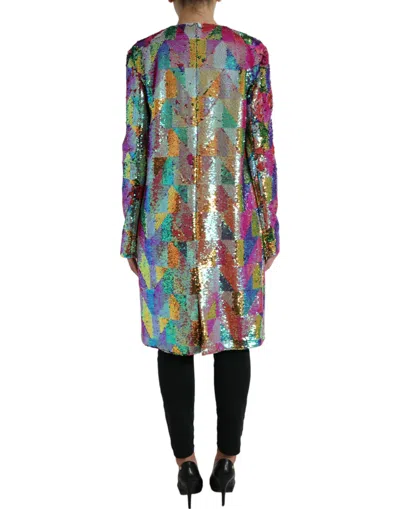 Dolce & Gabbana Multicolor Polyester Sequined Coat Jacket In Multi