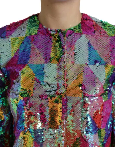 Dolce & Gabbana Multicolor Polyester Sequined Coat Jacket In Multi