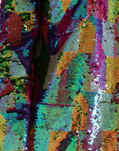 Dolce & Gabbana Multicolor Polyester Sequined Coat Jacket In Multi