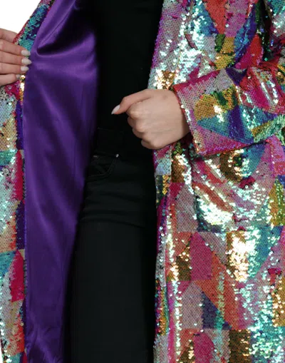 Dolce & Gabbana Multicolor Polyester Sequined Coat Jacket In Multi