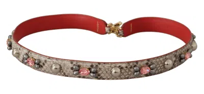Dolce & Gabbana Opulent Python Leather Bag Strap In Women's Beige