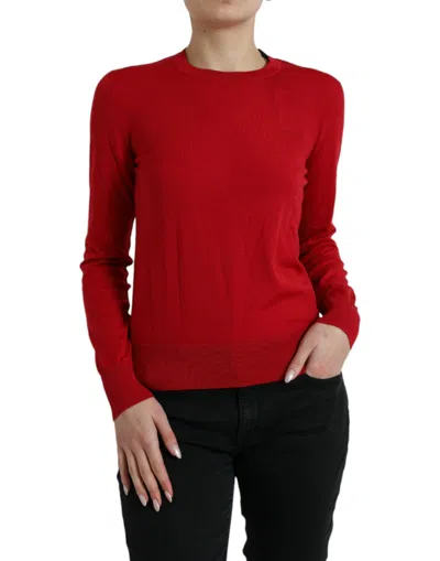 Dolce & Gabbana Red Wool Knitted Crew Neck Pullover Sweater In Red