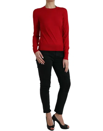 Dolce & Gabbana Red Wool Knitted Crew Neck Pullover Sweater In Red
