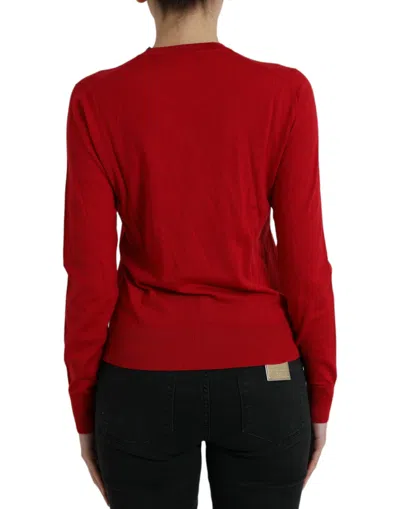 Dolce & Gabbana Red Wool Knitted Crew Neck Pullover Sweater In Red