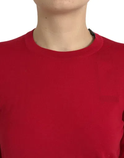 Dolce & Gabbana Red Wool Knitted Crew Neck Pullover Sweater In Red