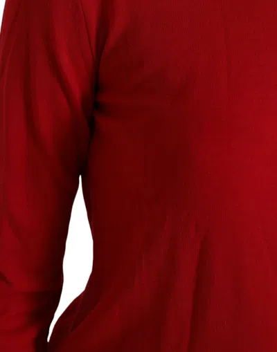Dolce & Gabbana Red Wool Knitted Crew Neck Pullover Sweater In Red