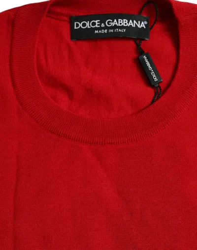 Dolce & Gabbana Red Wool Knitted Crew Neck Pullover Sweater In Red