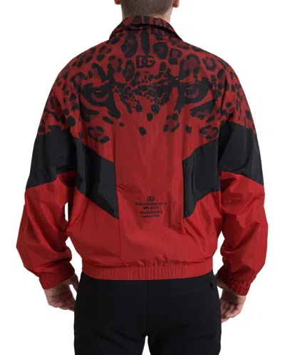 Dolce & Gabbana Zip-up Leopard-print Nylon Sweatshirt With Embroidery In Multi