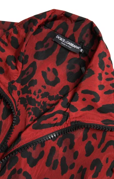 Dolce & Gabbana Zip-up Leopard-print Nylon Sweatshirt With Embroidery In Multi