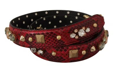 Dolce & Gabbana Red Python Leather Shoulder Bag Women's Strap