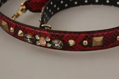 Dolce & Gabbana Red Python Leather Shoulder Bag Women's Strap