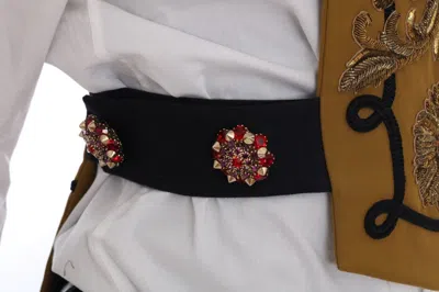 Dolce & Gabbana Yellow Crystal Cross Vest Jacket In Gold