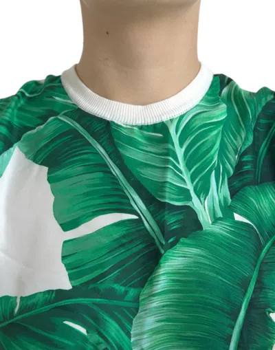 Dolce & Gabbana White Banana Leaf Print Crew Neck Tank Top In Multi