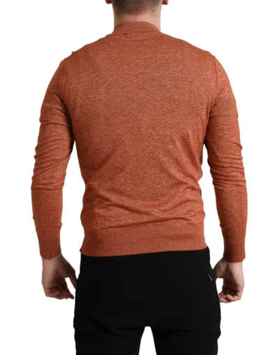 Dolce & Gabbana Orange Cashmere Crew Neck Pullover Sweater In Brown