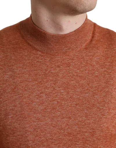 Dolce & Gabbana Orange Cashmere Crew Neck Pullover Sweater In Brown