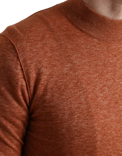 Dolce & Gabbana Orange Cashmere Crew Neck Pullover Sweater In Brown