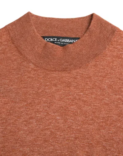 Dolce & Gabbana Orange Cashmere Crew Neck Pullover Sweater In Brown