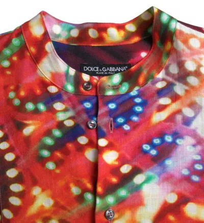 Dolce & Gabbana Multicolor Luminarie Print Linen Shirt In Multi