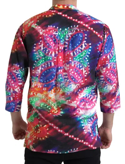 Dolce & Gabbana Multicolor Luminarie Print Linen Shirt In Multi