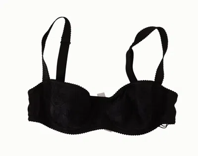 Dolce & Gabbana Black Polka Dot Satin Lace Balconette Bra In Black