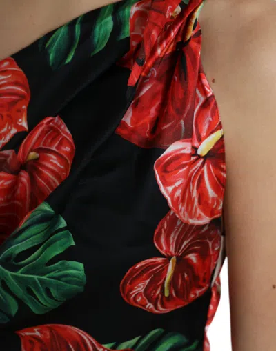 Dolce & Gabbana Tropical Elegance Silk Draped Dress In Multi