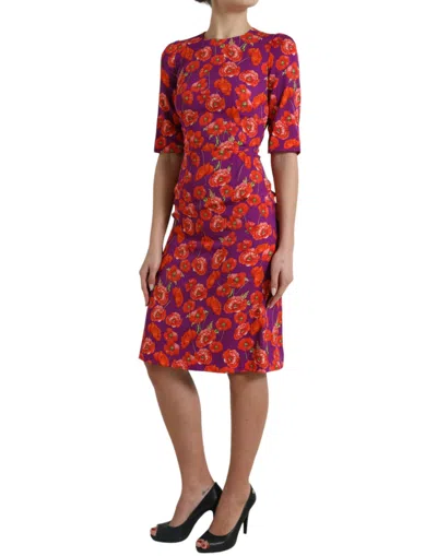 Dolce & Gabbana Vibrant Floral Silk Charmeuse Dress In Multi