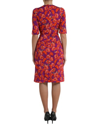 Dolce & Gabbana Vibrant Floral Silk Charmeuse Dress In Multi