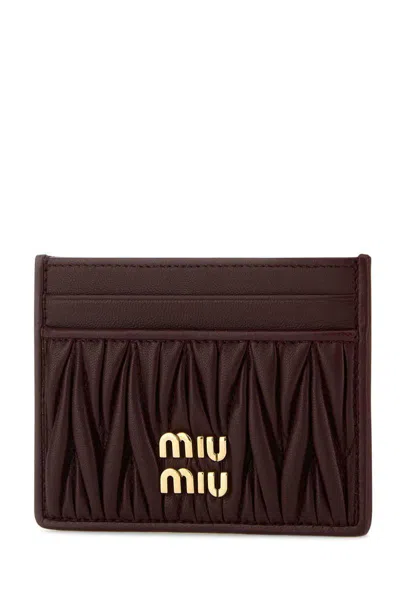 Miu Miu Bordeaux Lamb Leather Cardholder