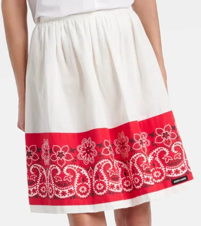 Miu Miu Bandana Printed Cotton Poplin Miniskirt In Red