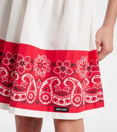 Miu Miu Bandana Printed Cotton Poplin Miniskirt In Red