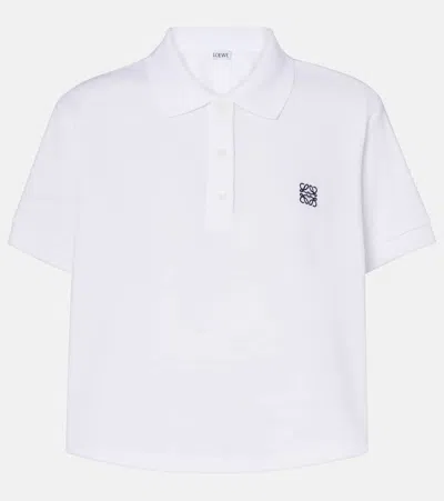 Loewe Anagram Embroidered Trapeze Polo T-shirt In White