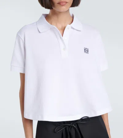 Loewe Anagram Embroidered Trapeze Polo T-shirt In White