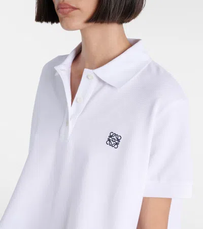 Loewe Anagram Embroidered Trapeze Polo T-shirt In White