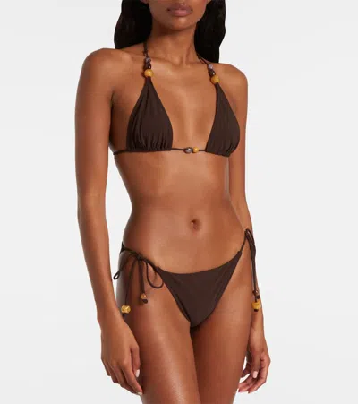 Tory Burch Bead-embellished Bikini Bottom In Black
