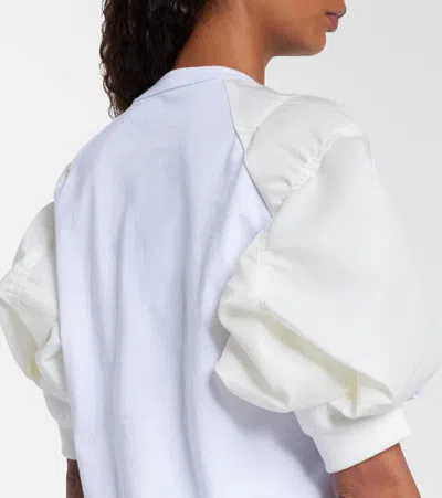 Sacai Cotton T-shirt With Balloon Sleeve In White