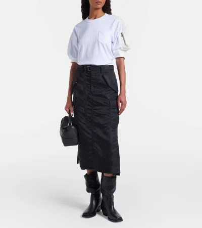 Sacai Cotton T-shirt With Balloon Sleeve In White